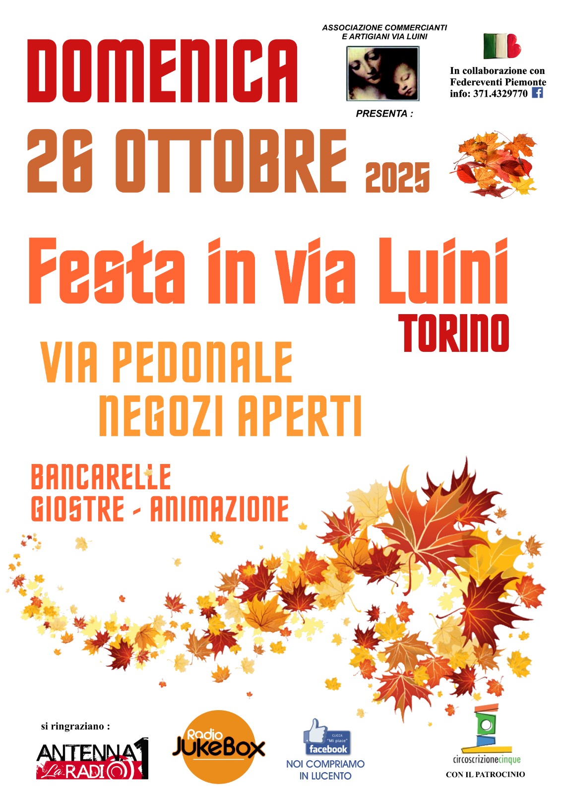 TORINO: Festa in via Luini - Domenica 26 ottobre 2025