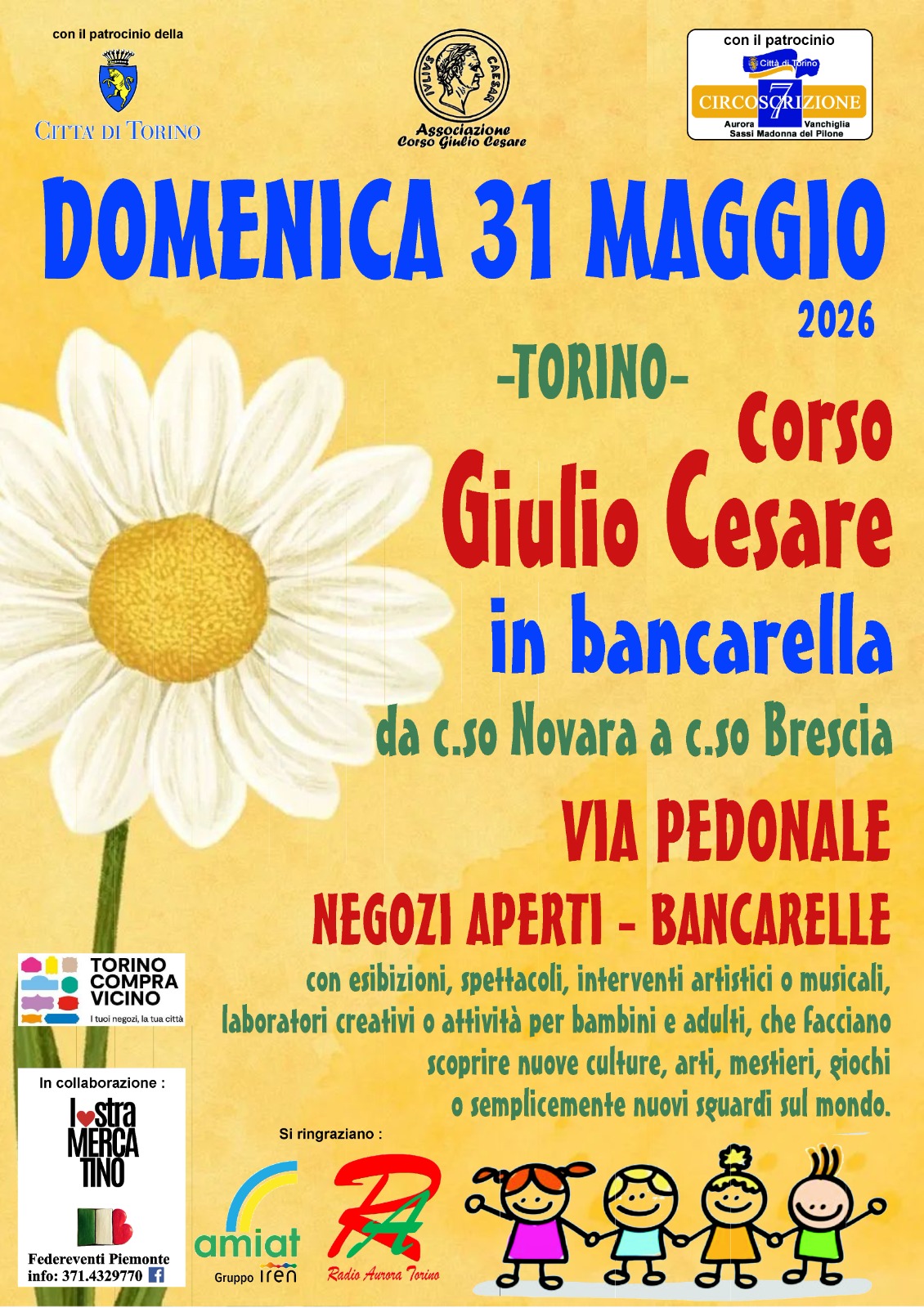 TORINO: corso Giulio Cesare in Bancarella - Domenica 31 maggio 2026